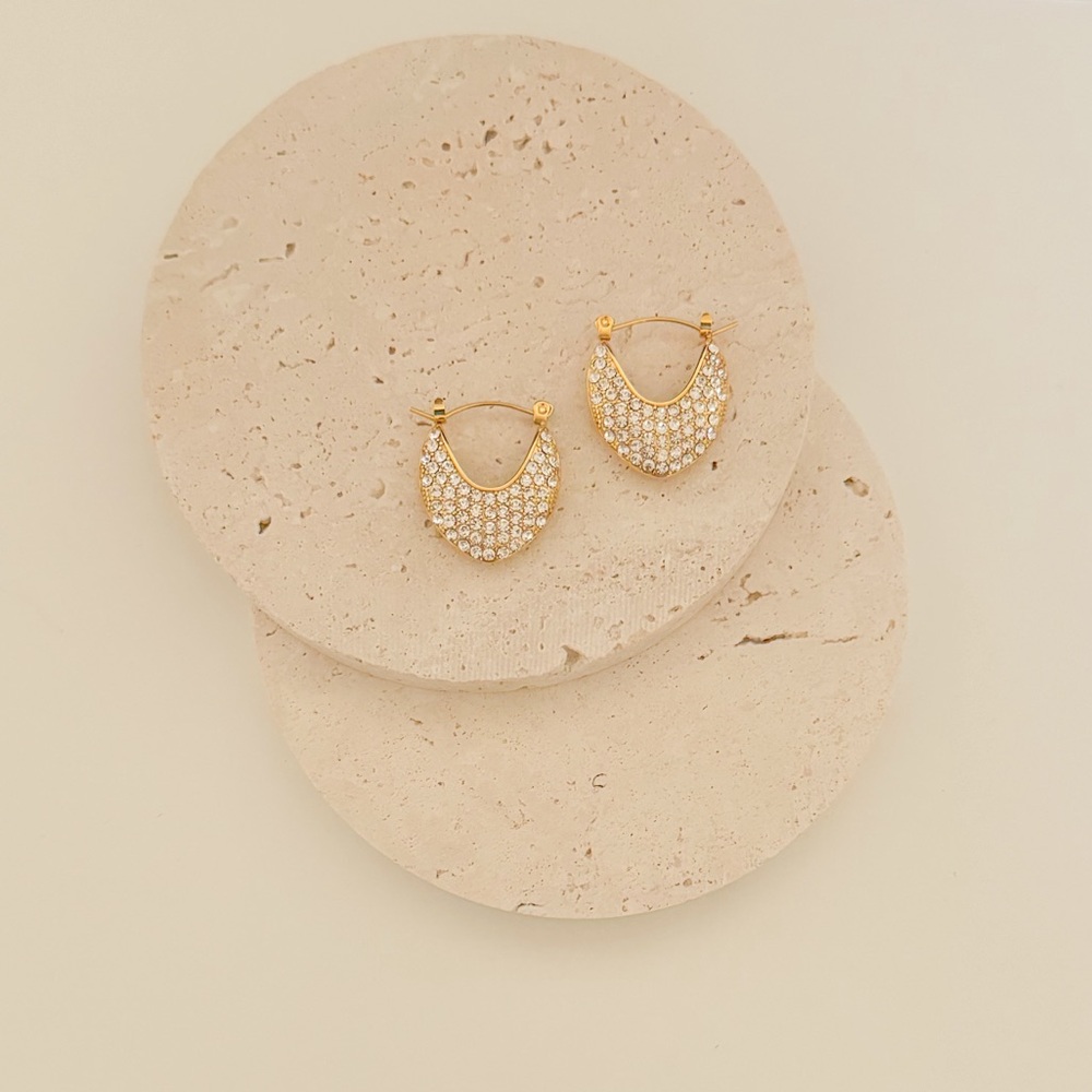 18K Gold Plated Oval CZ Earrings